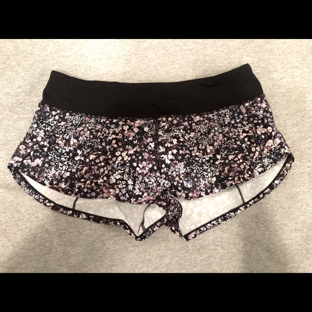lululemon athletica Black and Pink Floral Athletic Shorts